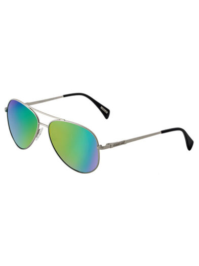 Dirty Dog Sunglasses Maverick Silver Metal Frame Green Fusion Mirror Polarised Lens - 53477