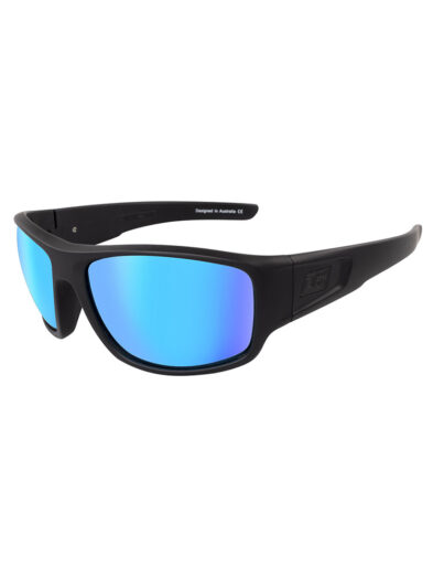 Dirty Dog Sunglasses Muffler - Satin Black Ice Blue Polarised Lens