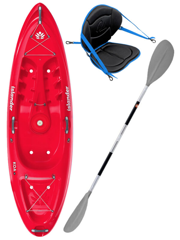 KOA Beach - Coral Red - Deluxe Back Rest Egalis Paddle Package