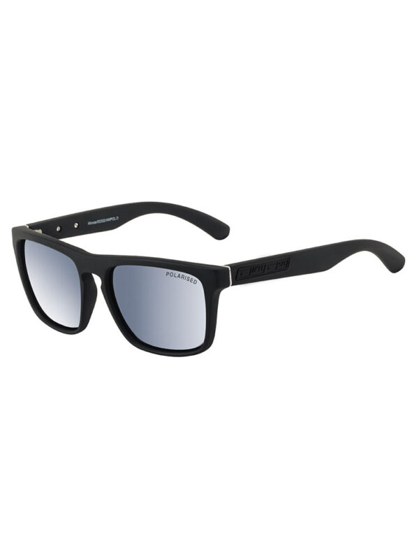 Dirty Dog Sunglasses - Monza - Satin Black Frame/ Grey Silver Polarised Lens 53417