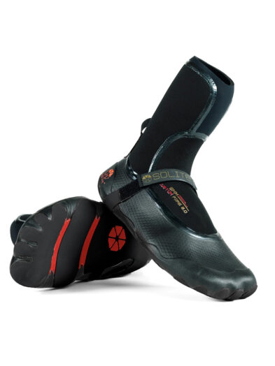 Solite 8mm Custom Fire 2.0 Mouldable Wetsuit Boots With Strap and Socks - Black/Red