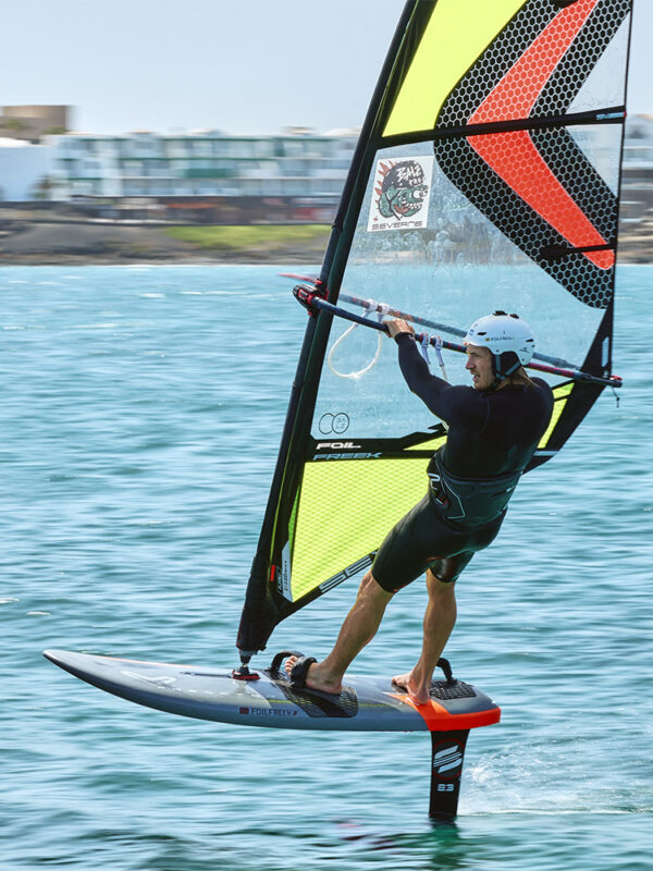 Balz Muller using his 2024 Severne Foil Freek windfoil sail