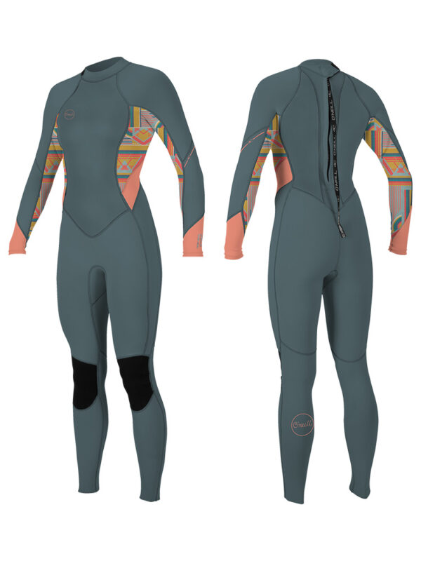 O'Neill Bahia 3/2mm Womens Back Zip Summer Wetsuit in Shade Arta Geo