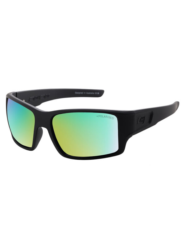 Dirty Dog Sunglasses Chill (L) Satin Black-Grey | Green Fusion Polarised Lens - 53761